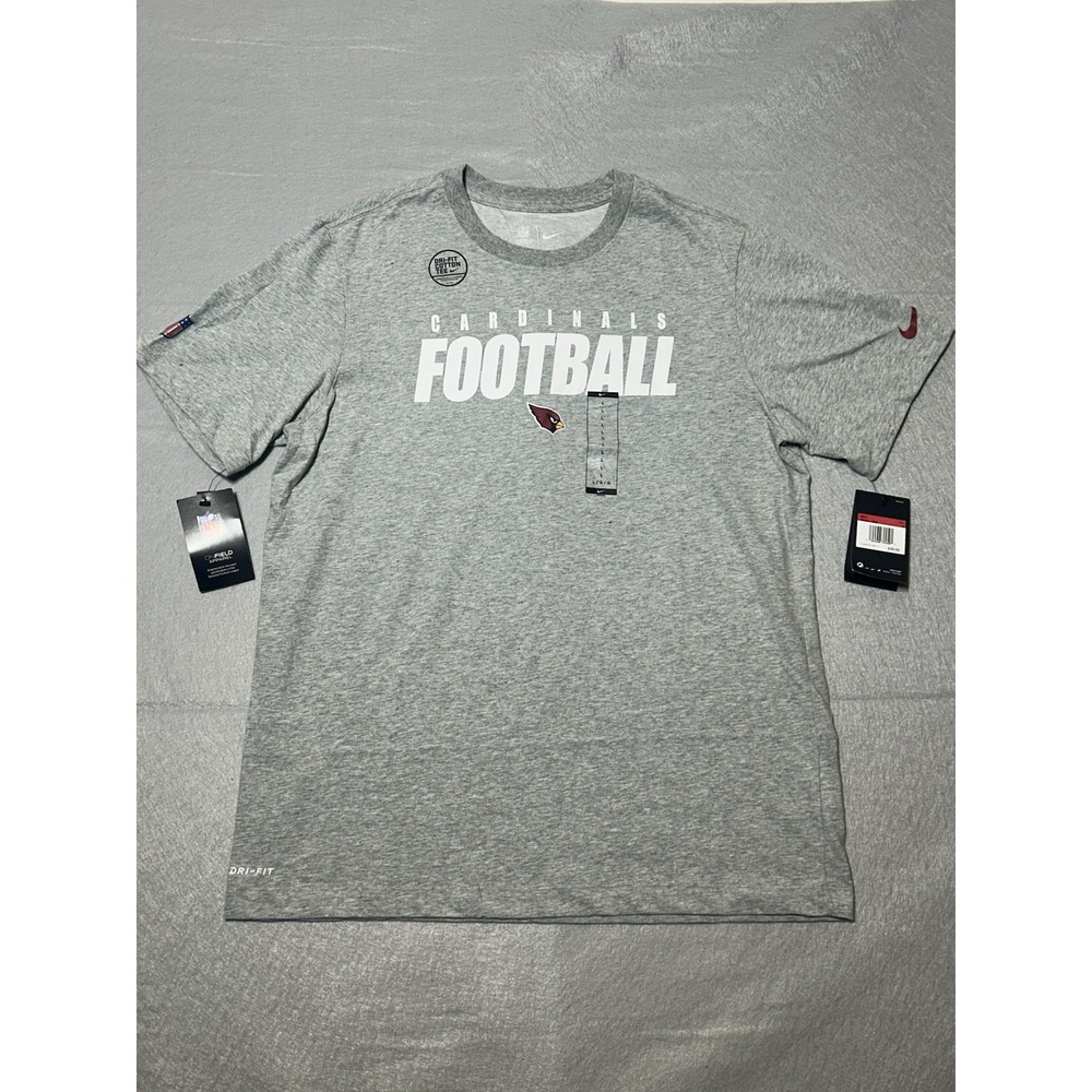 Nike Arizona Cardinals NFL Dri-Fit Cotton T Shirt, Large, Gray NWT, Short-Sleeve